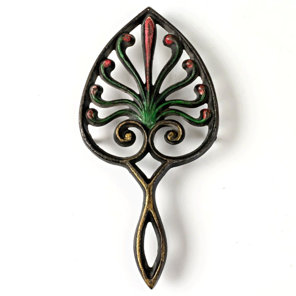 Vintage Wilton 262 Cast Iron Trivet - Red, Green, Gold